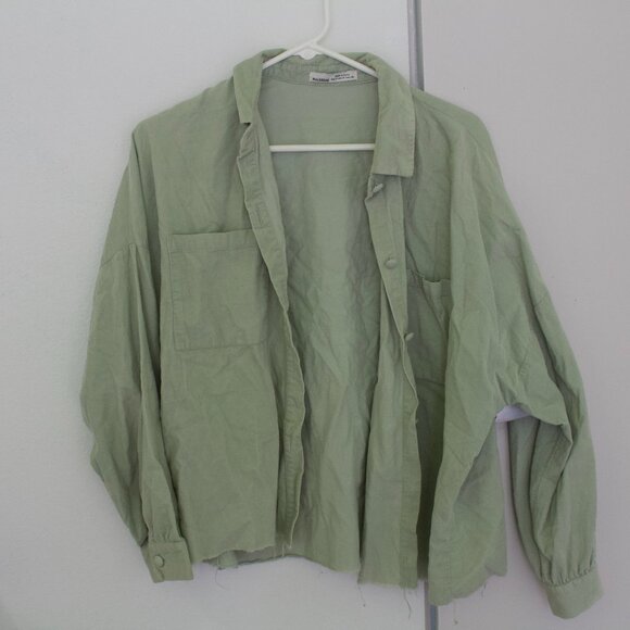 Pale seafoam corduroy button down shirt - Picture 1 of 2